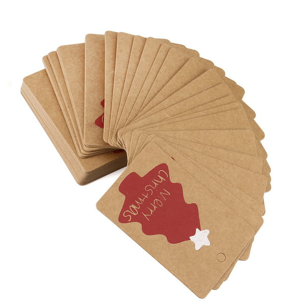 50Pcs New Kraft Paper Hang Tags String Punch Label Price Gift Cards for Wedding